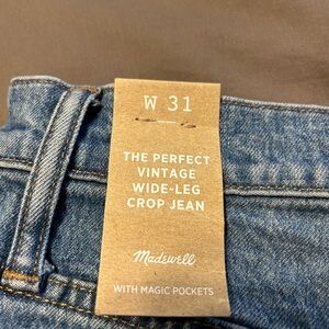 Madewell wide leg cropped vintage jeans.